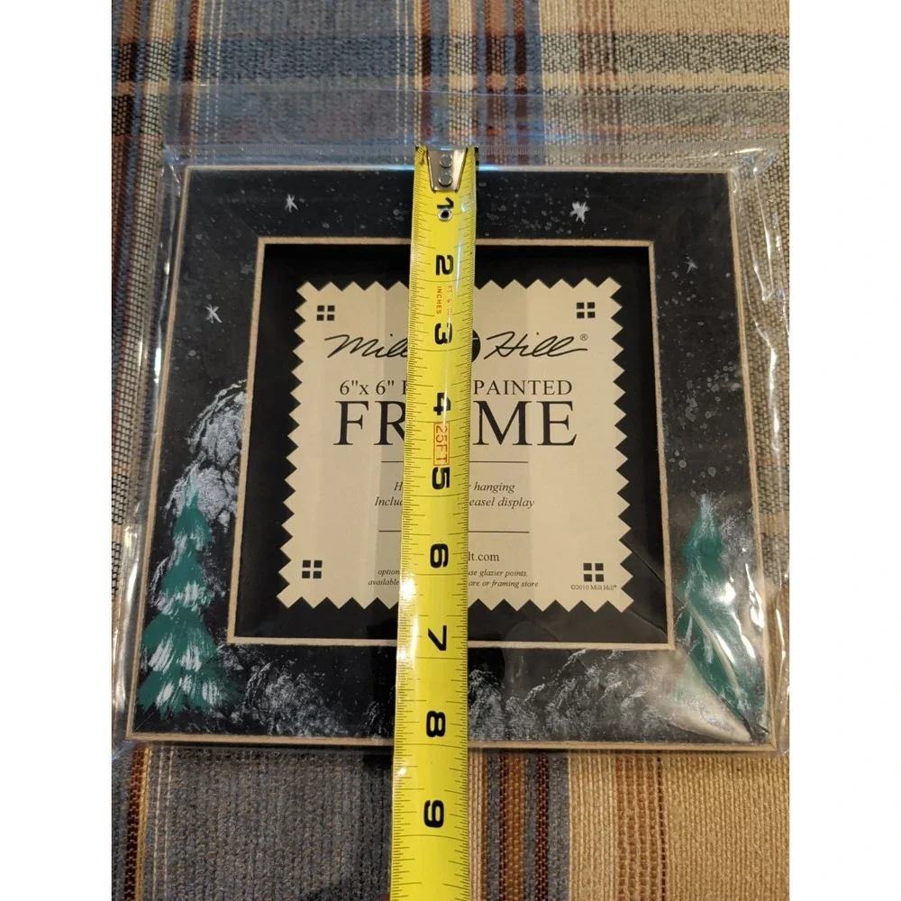 Brand New 2010 Mill Hill Frame 6X6 Wooden Hand-Painted Winter Night Folk Art